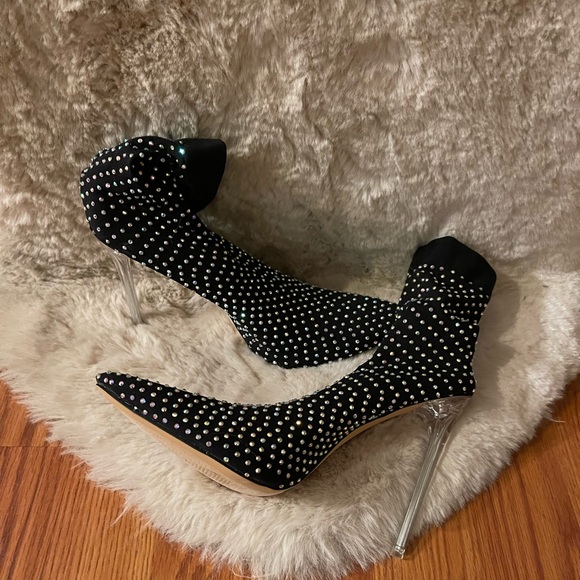 Rhinestone Sock Booties NWOT - Picture 5 of 6